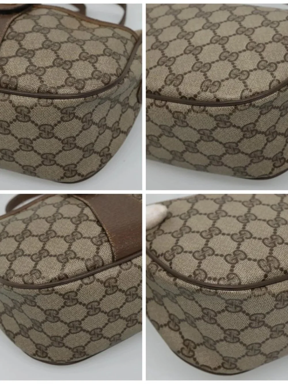 GUCCI GG Supreme Web Sherry Line Bag PVC Beige Gold - Picture 14 of 16